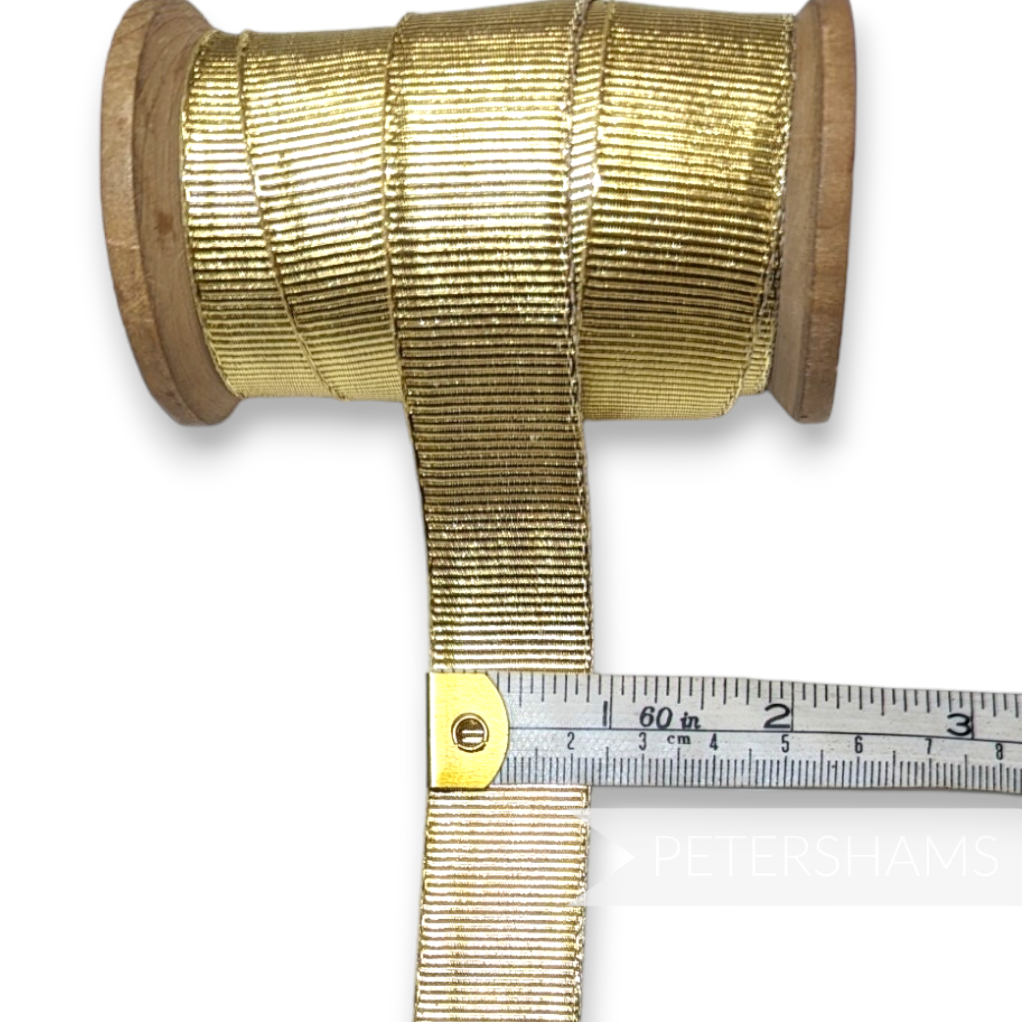 Vintage 23mm Gold Metallic Lurex Grosgrain Ribbon - 1m