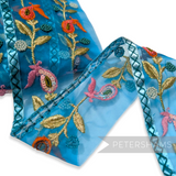 Heavily Embellished Whimsical Floral Organza Trim - 1m