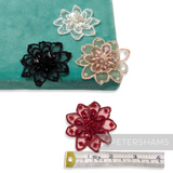 Set of 5 Pretty Organza, Sequin and Beaded Small Flower Motifs