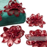 Set of 5 Pretty Organza, Sequin and Beaded Small Flower Motifs