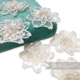 Set of 5 Pretty Organza, Sequin and Beaded Small Flower Motifs