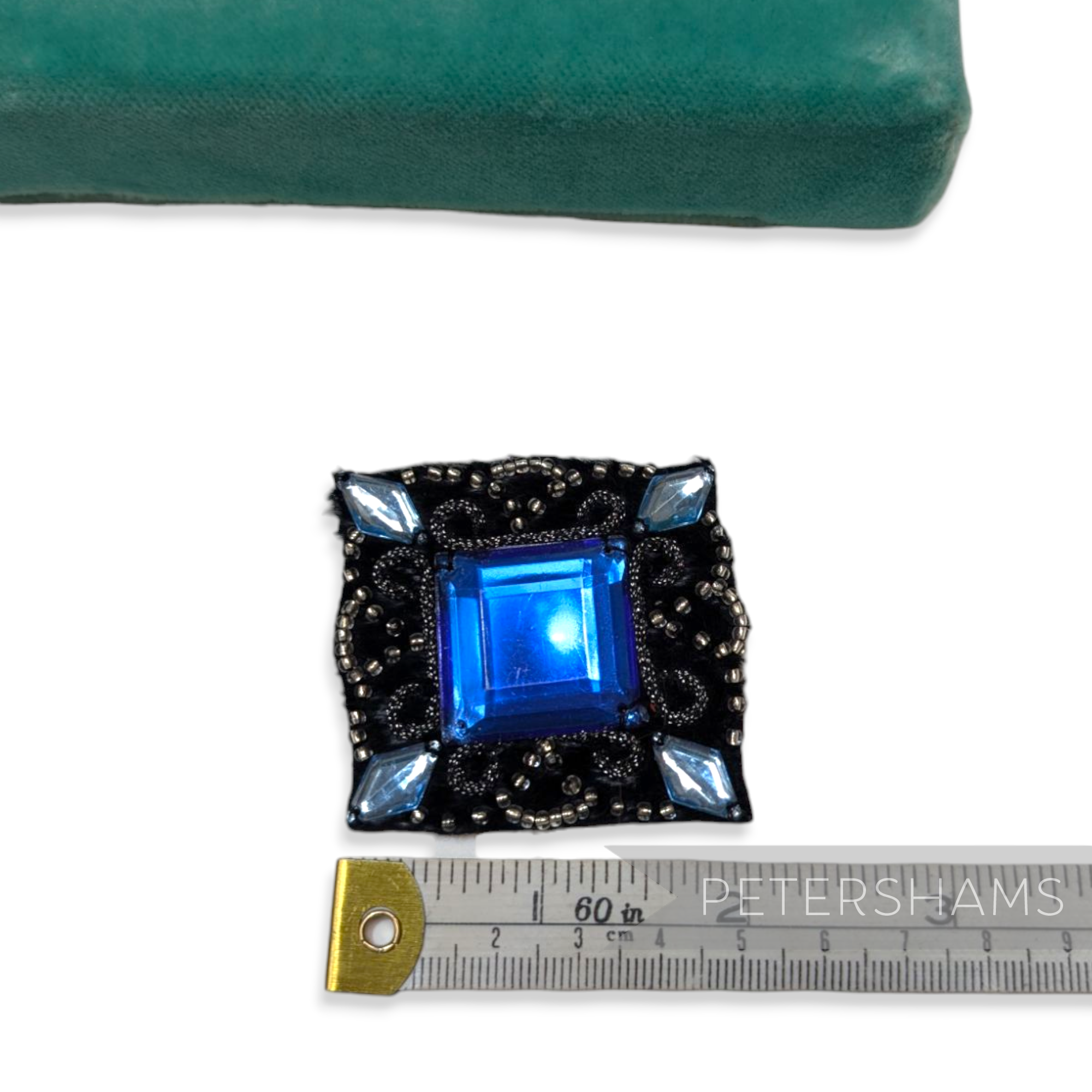 Black & Blue Fuzzy Disco Motifs with Beading, Gemstones and Braid