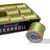 Whole Tray of Vintage Sewswell 'UKANBOIL' Set of 12 Threads on Wooden Spools