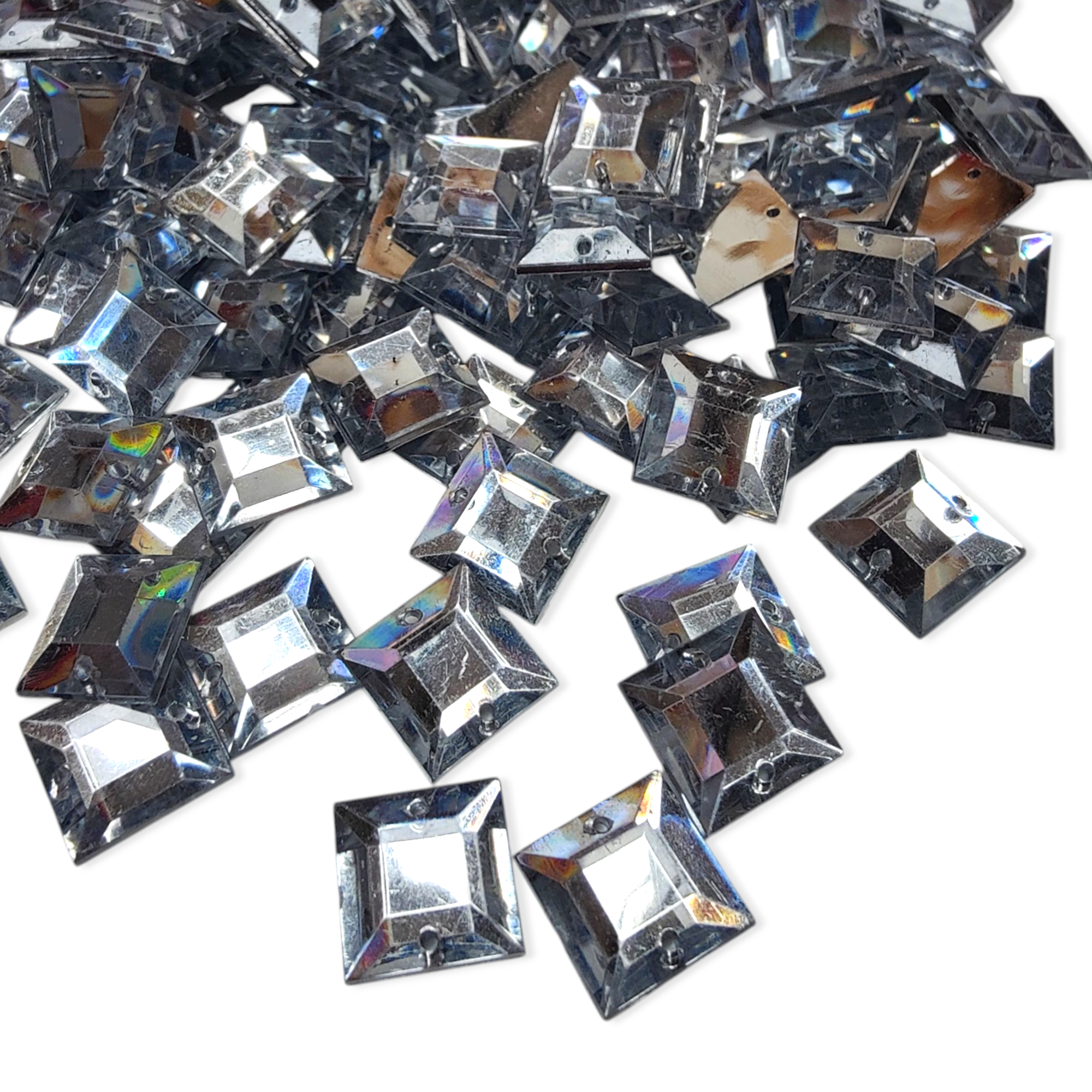SALE - 12mm Square Acrylic Sew-On Gems - 144 Pieces