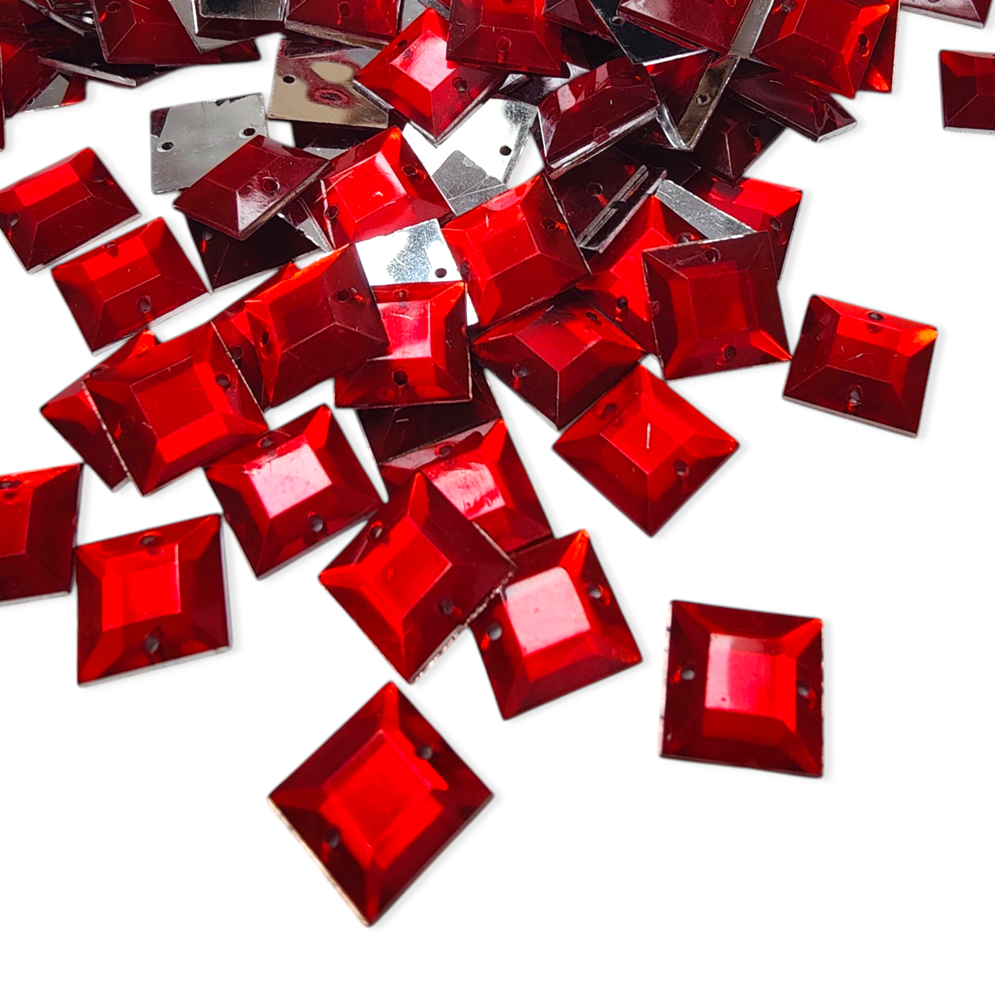 SALE - 12mm Square Acrylic Sew-On Gems - 144 Pieces