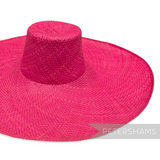 Petershams Millinery Supplies extra large hot pink straw capeline hat body with a wide brim and stiff cane edge