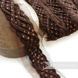 Wide Plaited Design Wool and Sequin Mesh Trim - 1m