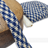 Vintage French 1960's Woven Checkered 25mm Woolen Ribbon - 1m
