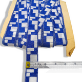 Vintage 60/70s Blue and White Woven 30mm Cotton Square Pattern Ribbon - 1m