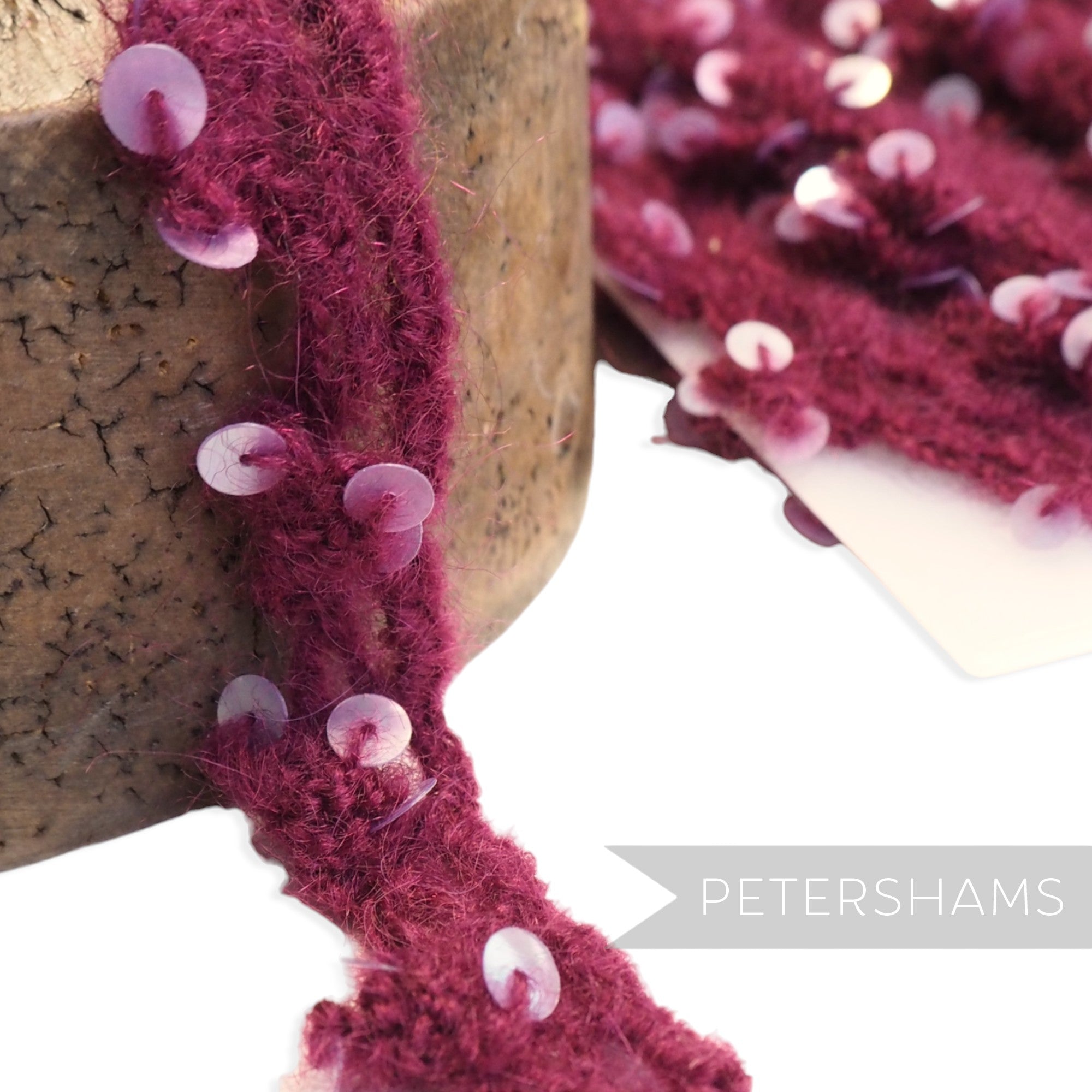 Wooly & Fuzzy Knitted Sequin Adorned Trim - 1m