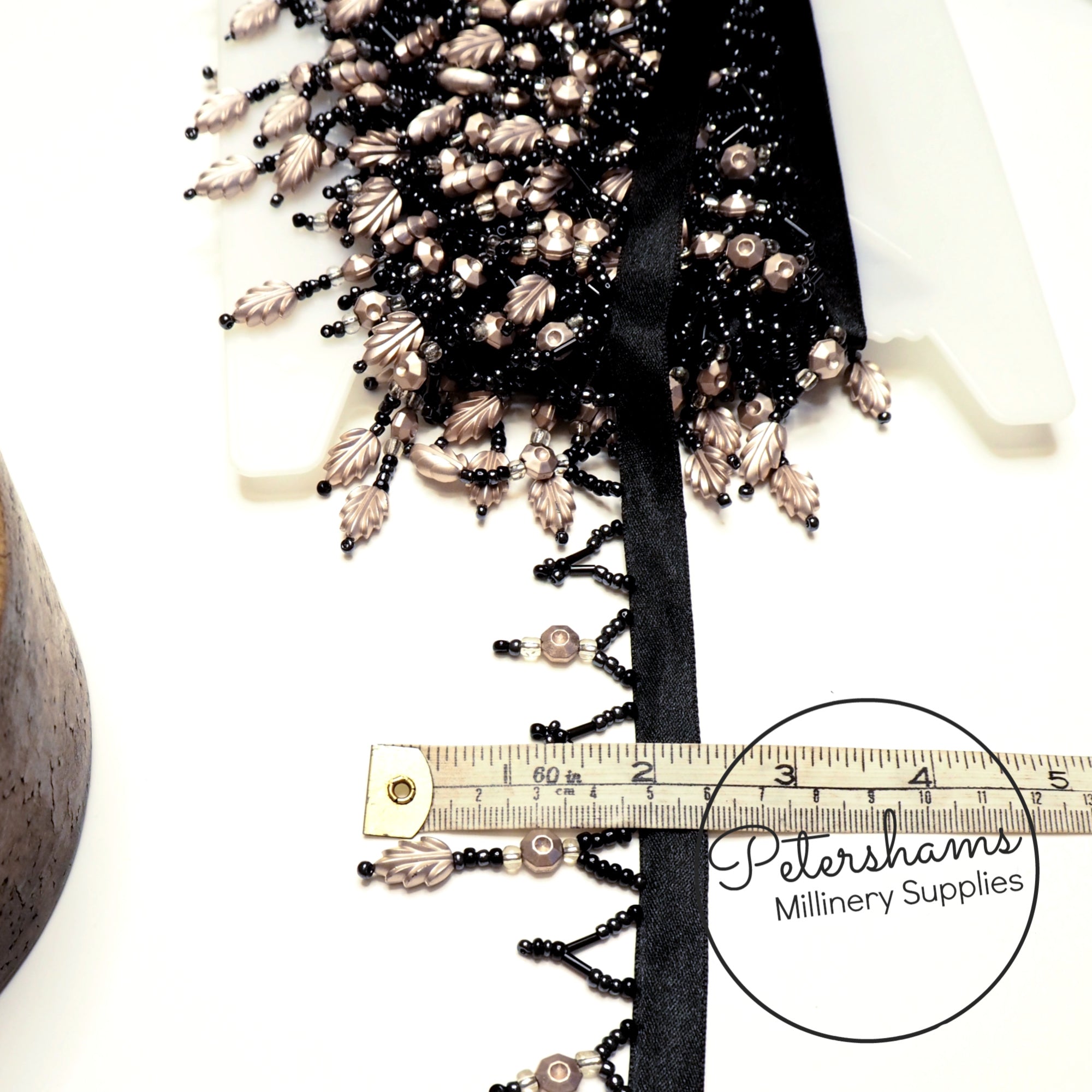 Decorative Leaf and Seed Bead Drop Fringe Trim - 1m