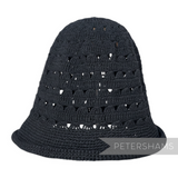 Petershams Millinery Supplies black cotton crochet mini flare hat body with open patterned crown for vintage bonnets