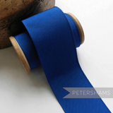 Petershams Millinery Supplies 53mm wide royal blue ribbed belting ribbon on a wooden spool for millinery and crafts.