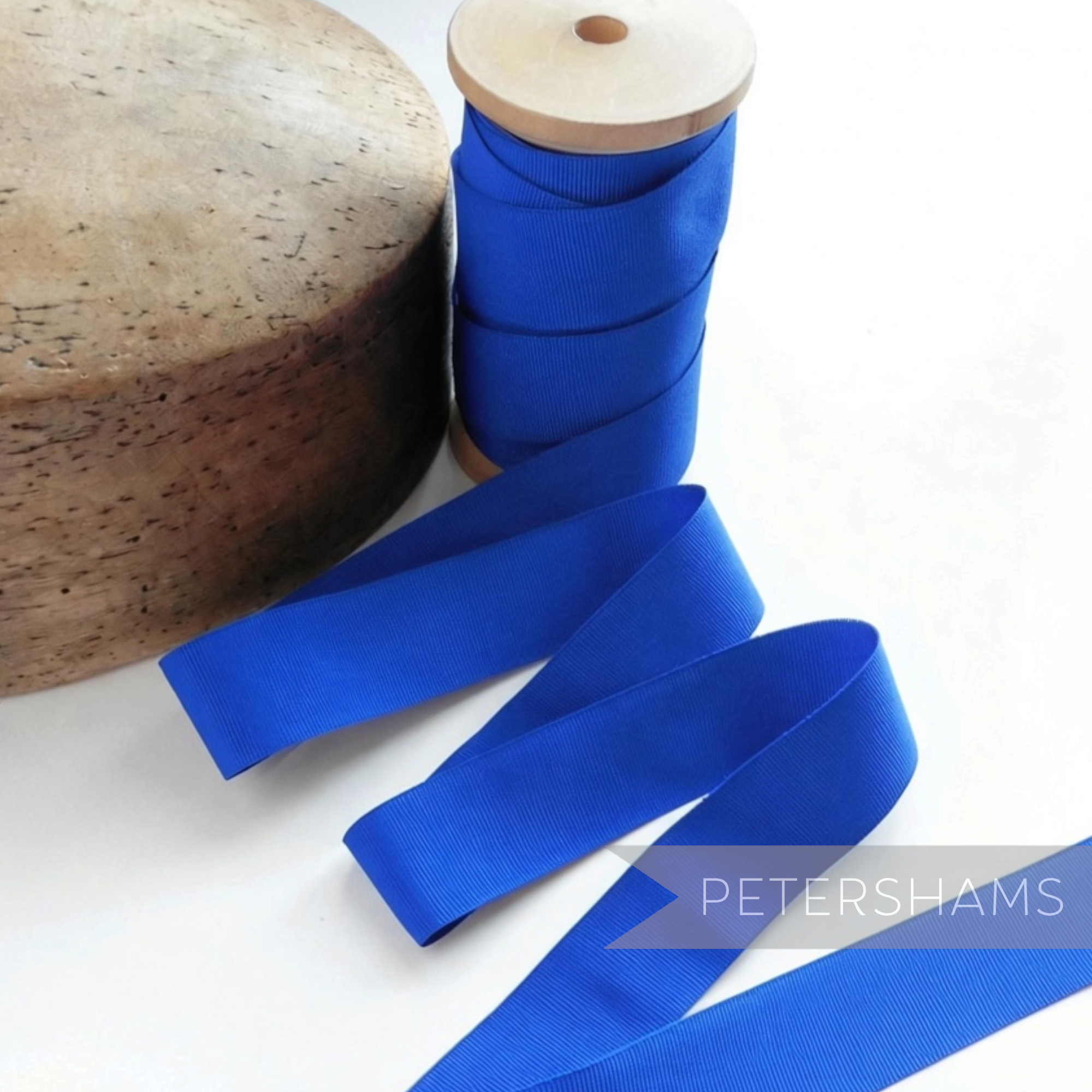 Petershams Millinery Supplies vintage royal blue 25mm wide grosgrain ribbon for hat trimming
