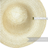 Petershams Millinery Supplies natural undyed strip straw and twisted paper cord capeline hat body with open weave.