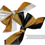 Petershams Millinery Supplies ivory and black polybraid bows with metallic gold lurex thread for hat making