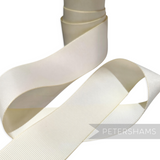 Petershams Millinery Supplies 38mm wide cream polyester grosgrain ribbon with a ribbed texture for craft projects.