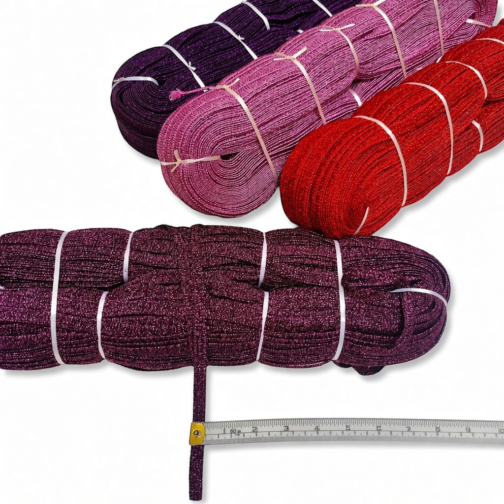 Petershams Millinery Supplies 10mm metallic lurex threaded crinoline hat braid in assorted red and purple shades