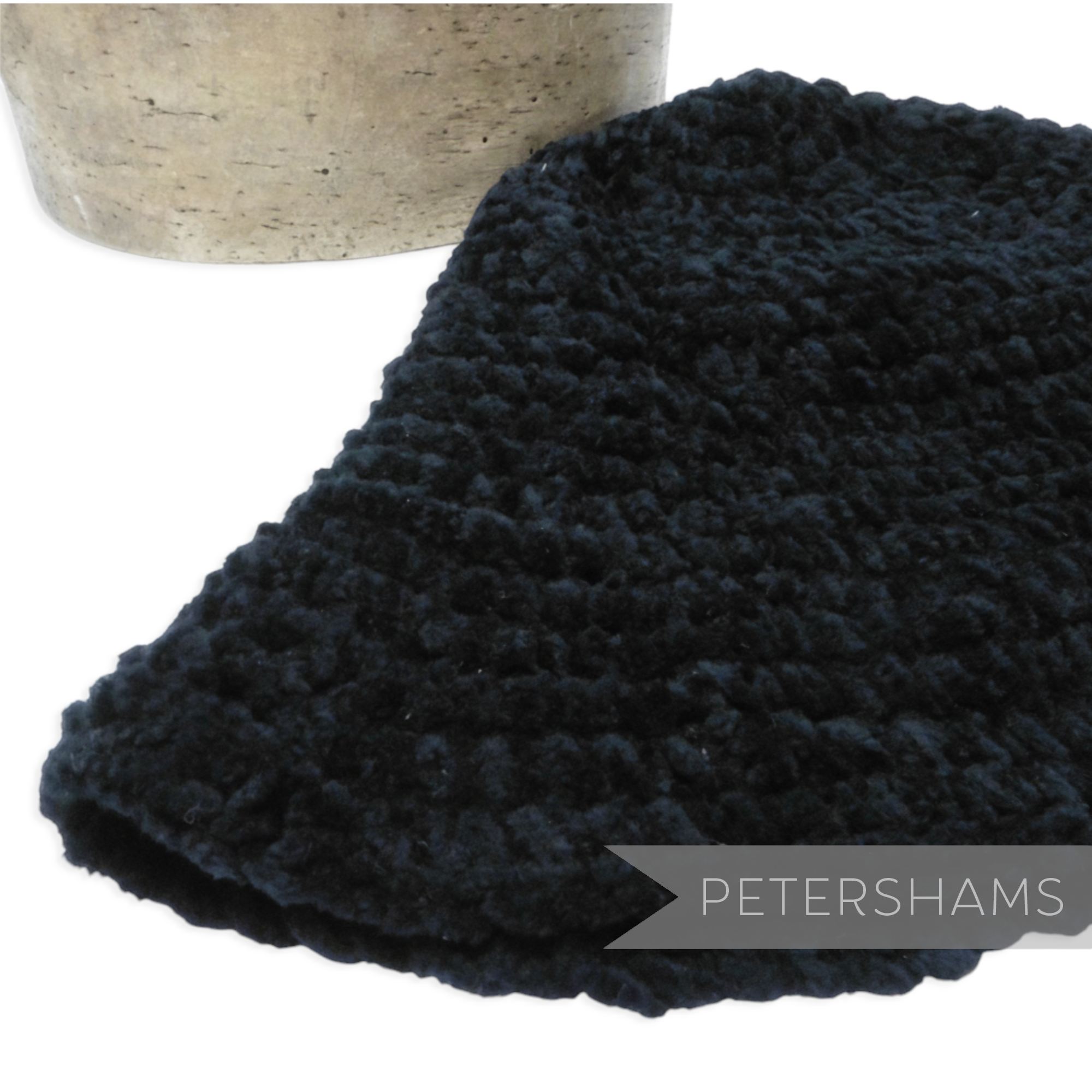 Petershams Millinery Supplies vintage 1990s black knitted chenille cone hat body for millinery projects