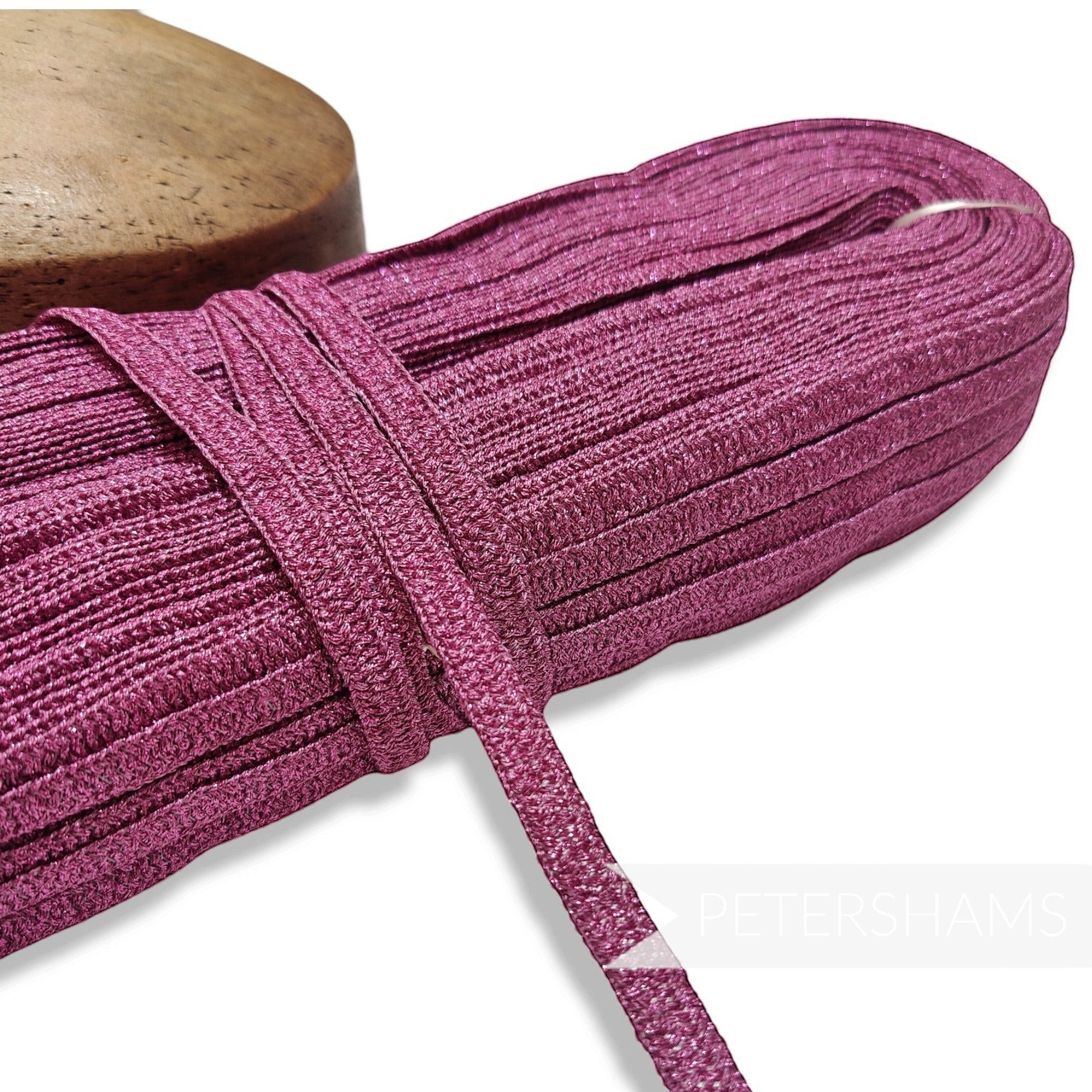 Petershams Millinery Supplies 10mm sparkly purple lurex threaded crinoline hat braid in a full 80m hank