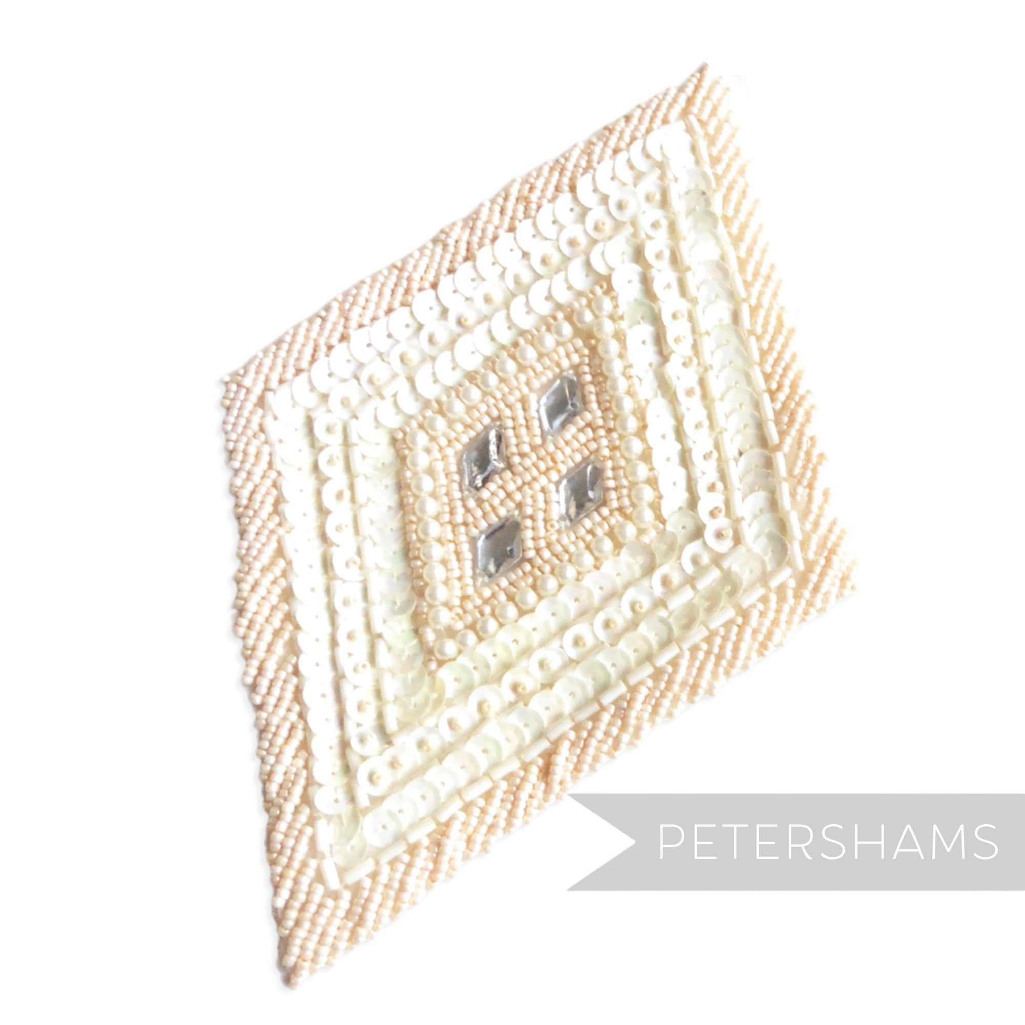 Heavily Beaded and Sequin Diamond Sew-on Motif