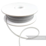 Petershams Millinery Supplies 2.5mm grey tubular crinoline trim with a central thread for gathering, sold by the metre.