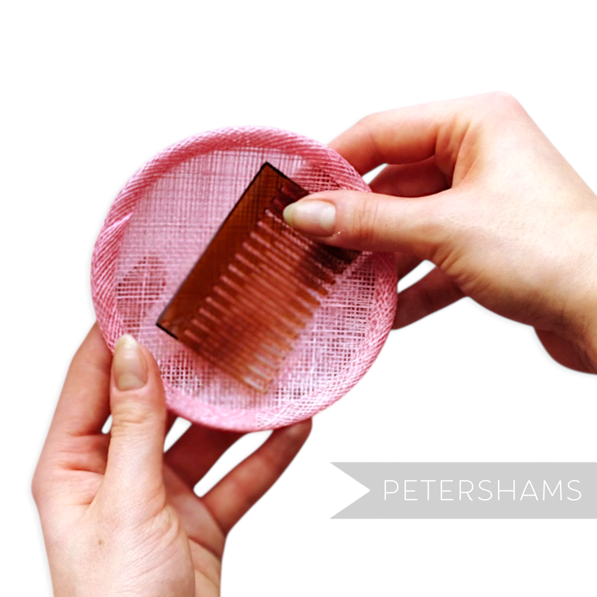 Petershams 7cm plastic hair comb, brown, ideal for sewing into hats and veils.
