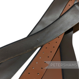 Petershams Millinery Supplies assorted damaged leather and bonded leather hat bands in brown and dark brown.