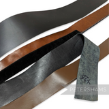 Petershams Millinery Supplies assorted damaged hat bands in black, brown, and grey leather and velvet.