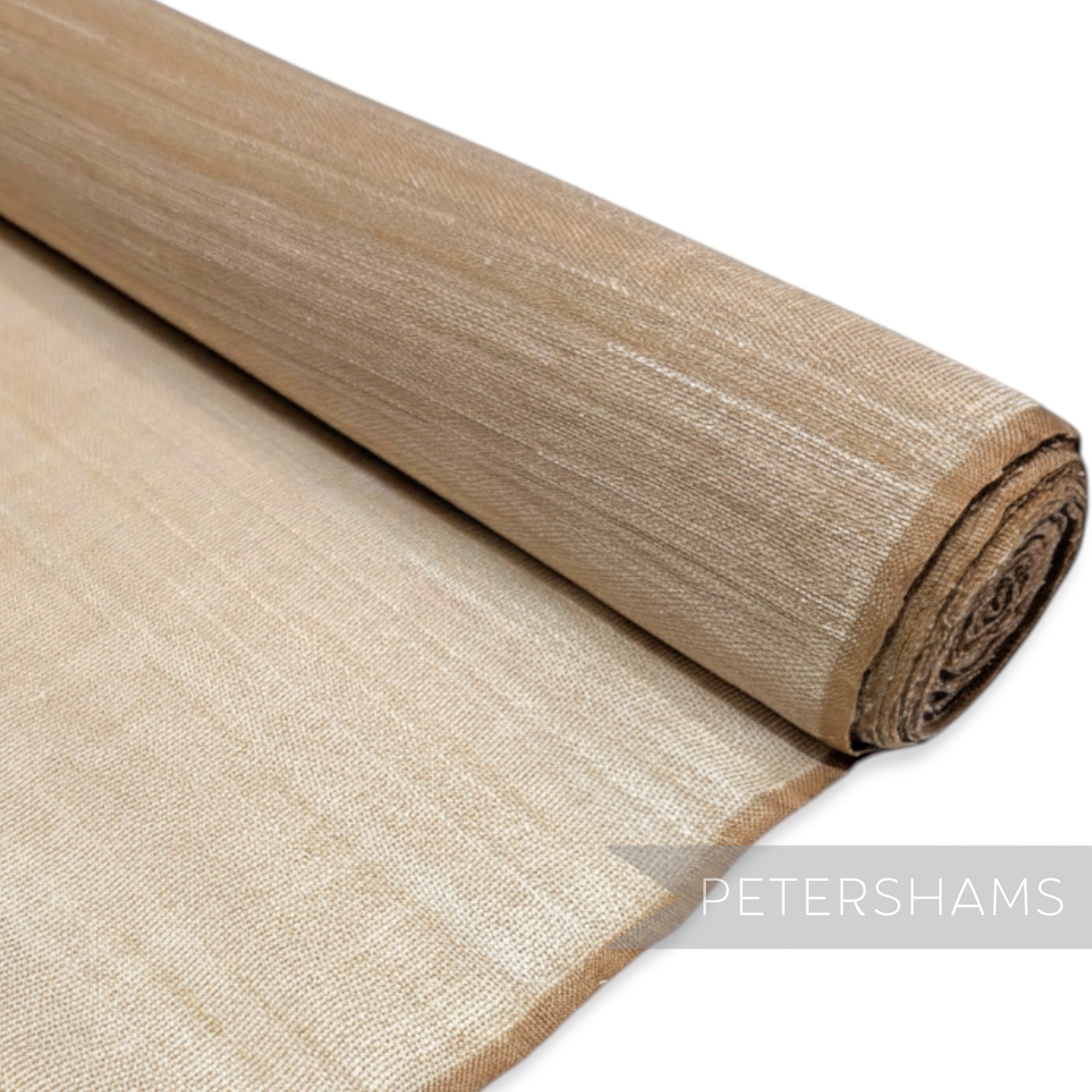 Petershams Millinery Supplies beige polyester abaca fabric with a slightly glossy, rustic weave. Ideal for millinery.