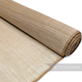 Petershams Millinery Supplies beige polyester abaca fabric with a slightly glossy, rustic weave. Ideal for millinery.