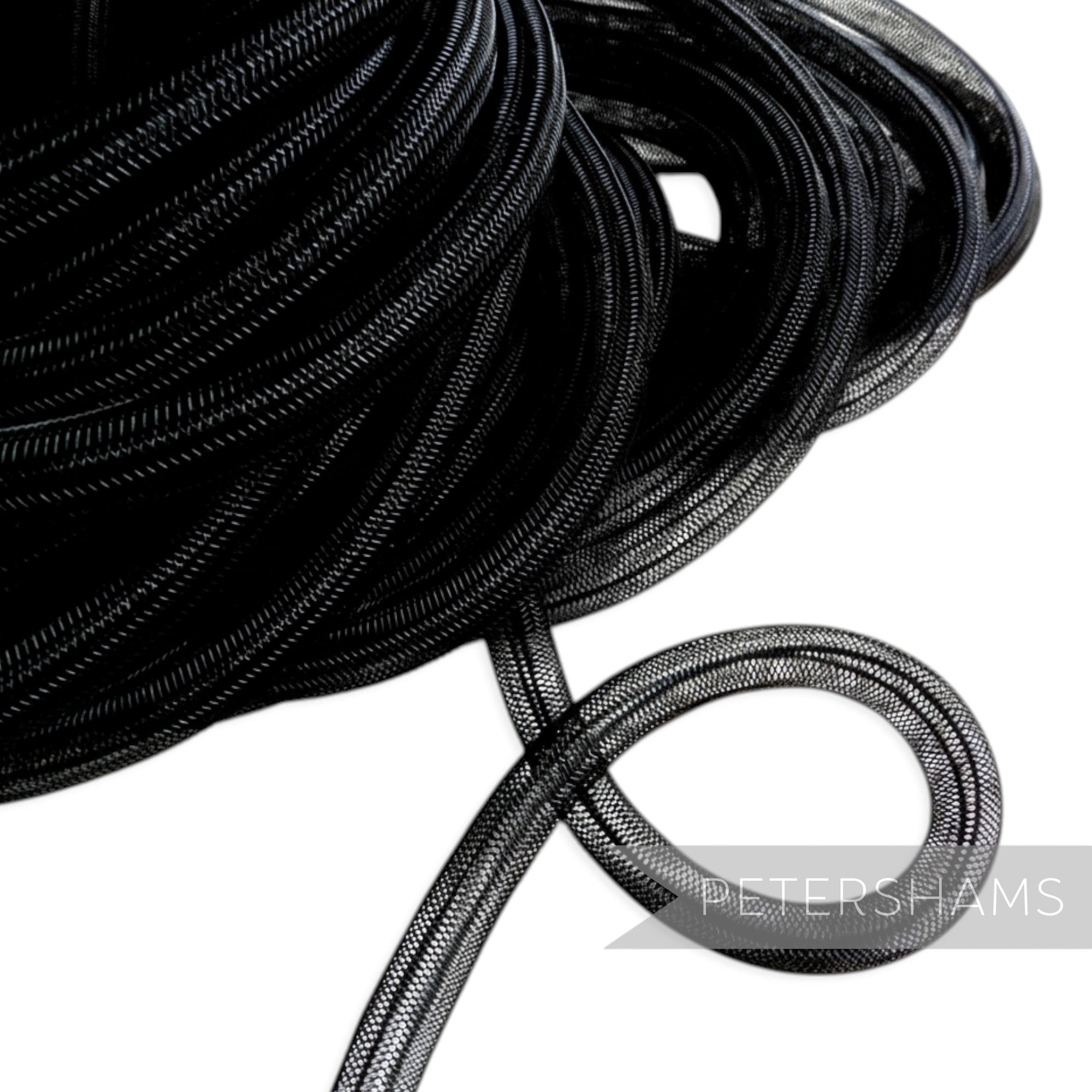 Petershams black 8mm tube millinery crin netting, ideal for hat making and trims.