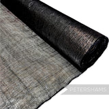 Petershams Millinery Supplies black metallic lurex threaded sinamay fabric, ideal for hat making and fascinators.