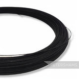 Petershams black 0.8mm cotton-covered steel millinery wire for hat making and floral crafts.