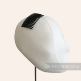 Petershams black 7cm plastic hair comb, ideal for sewing into hats and veils.