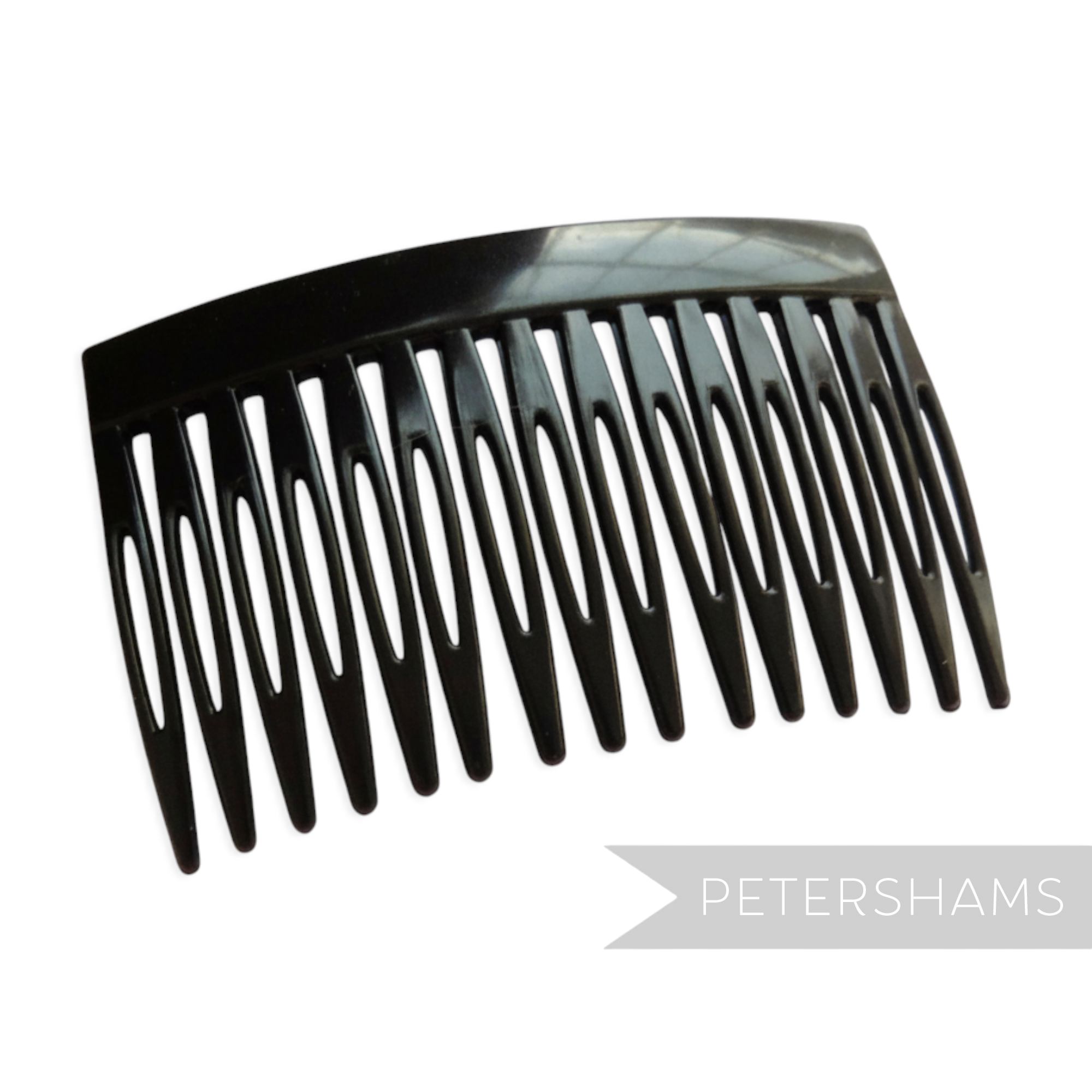 Petershams black plastic hair comb, 7cm wide, ideal for millinery and veils.