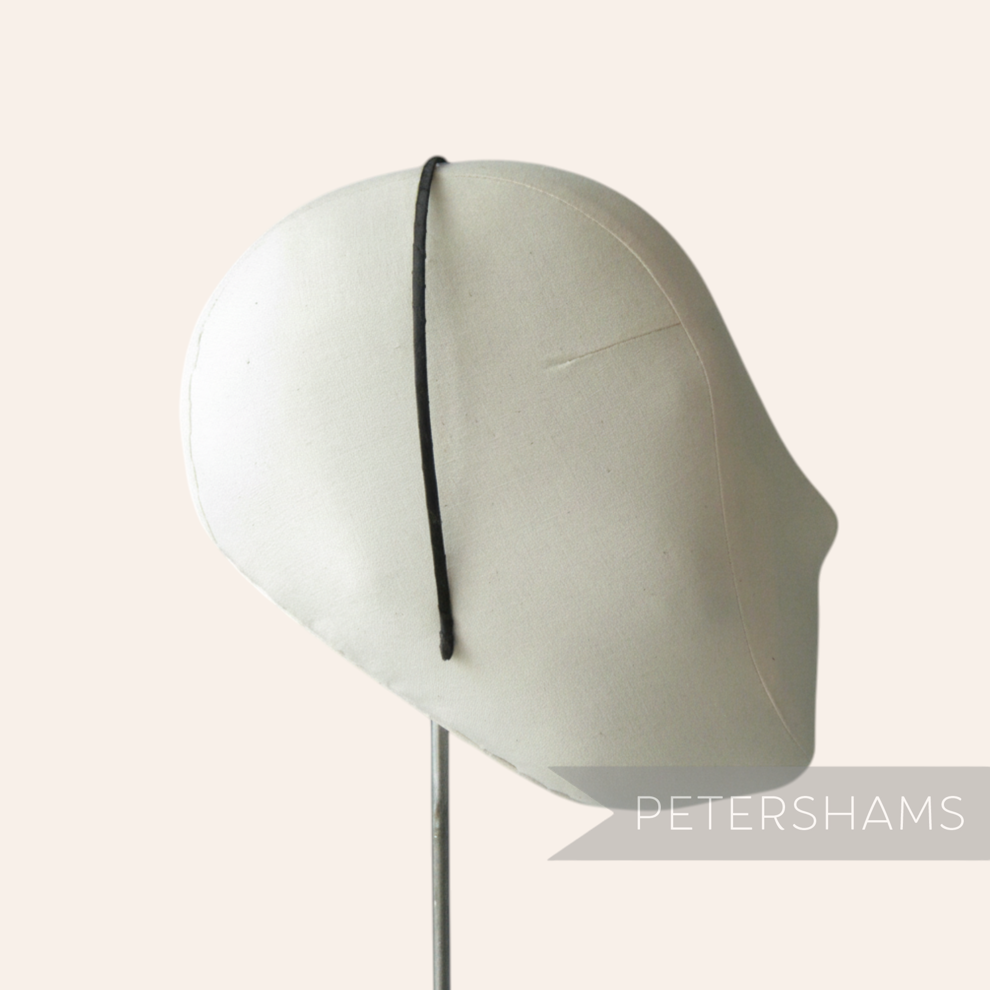 Petershams black ribbon wrapped 3.5mm metal headband for millinery and fascinators.