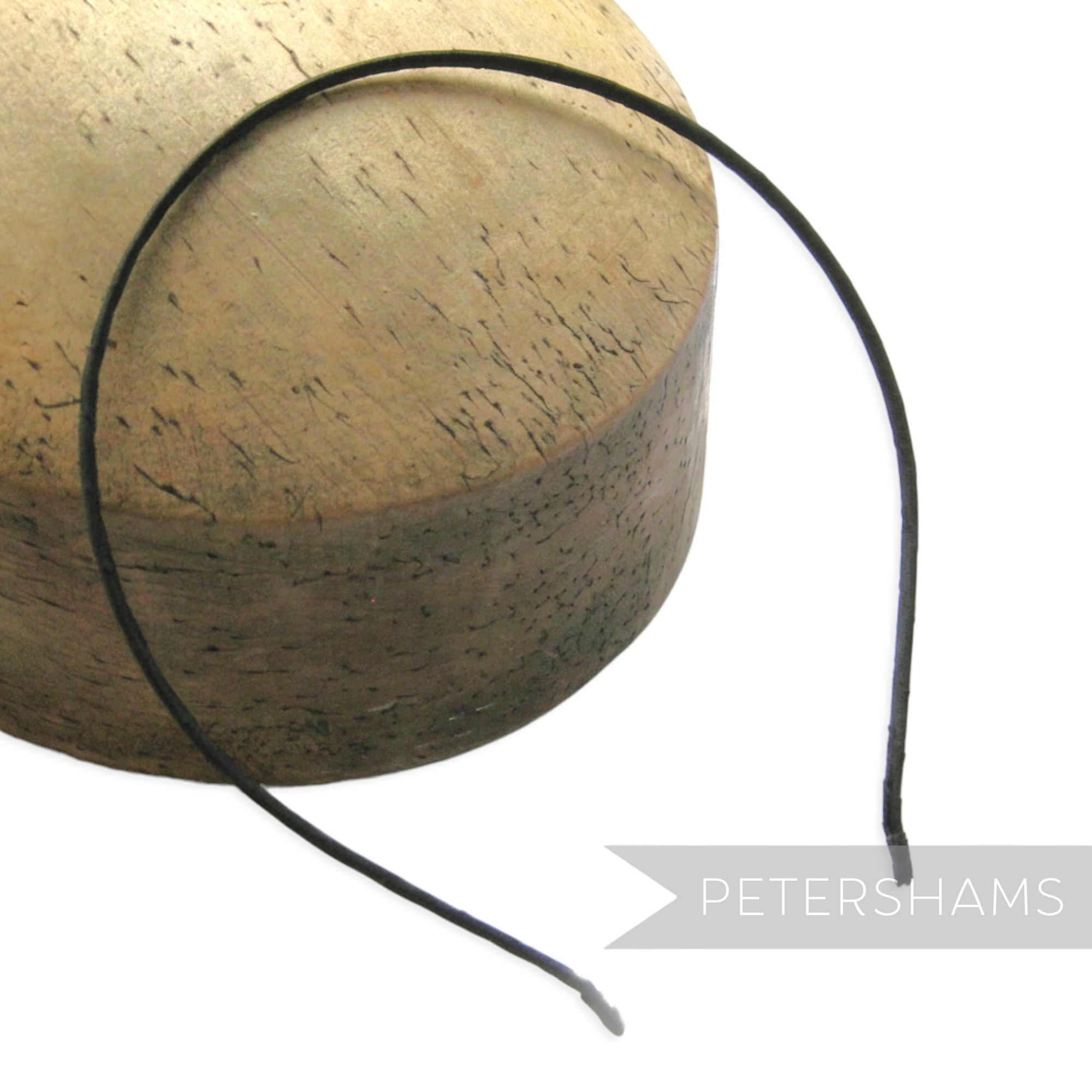 Petershams black ribbon-wrapped metal headband, 3.5mm wide, ideal for millinery and fascinators.