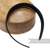 Petershams black satin covered plastic headband, 24mm wide, ideal for millinery and fascinators.