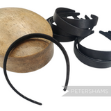 Petershams black satin covered plastic headbands, 24mm wide, ideal for millinery and fascinators.