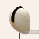 Petershams Millinery Supplies black velvet covered 25mm wide headband, vintage 1960s style.