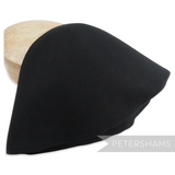 Petershams Millinery Supplies black wool felt cone hat body, stiffened for hat blocking. Ideal for fascinators.
