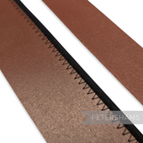 Petershams Millinery Supplies brown bonded leather hat band with black stitching and optional wire edge