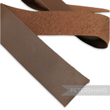 Petershams Millinery Supplies brown real leather hat band with raw edge, suitable for millinery projects.