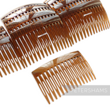 Petershams Millinery Supplies brown plastic hair comb, 7cm wide, ideal for sewing into hats and veils.