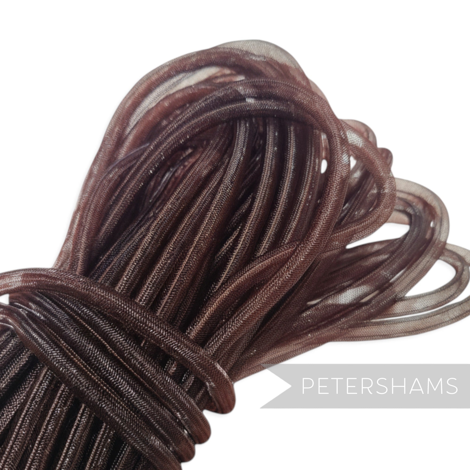 Petershams brown 8mm tube millinery crinoline netting, ideal for hat making and trims.