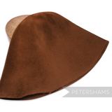 Petershams Millinery Supplies brown velour fur felt cone hat body made from hare fibres.