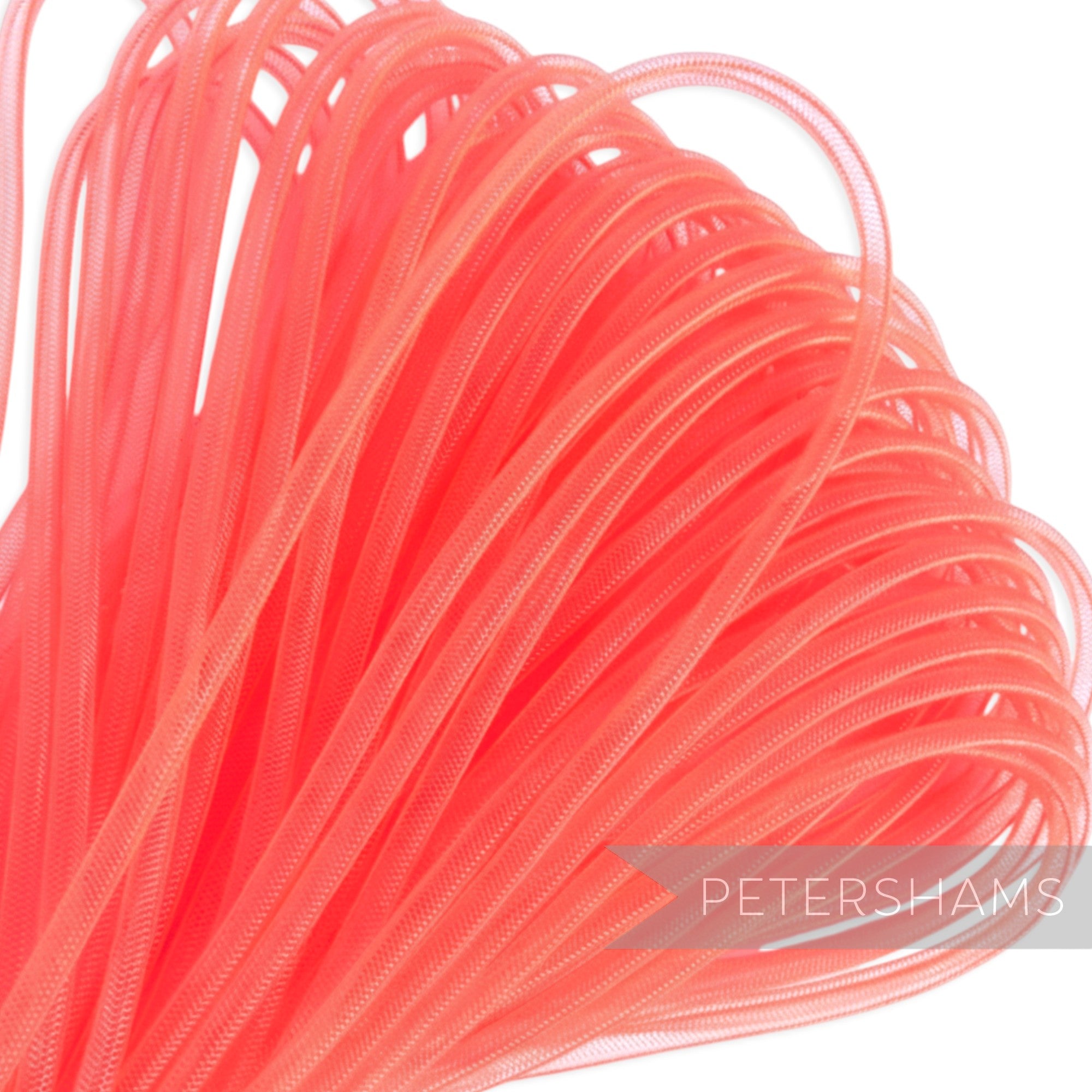 Petershams Millinery Supplies coral 4mm tube crinoline netting, ideal for hat making and trims.