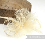 Petershams Millinery Supplies 'Freya' cream sinamay flower and bow fascinator trim, 14cm wide.