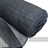 Petershams Millinery Supplies dark blue polyester abaca fabric with a slightly glossy, rustic weave. Ideal for hat making.